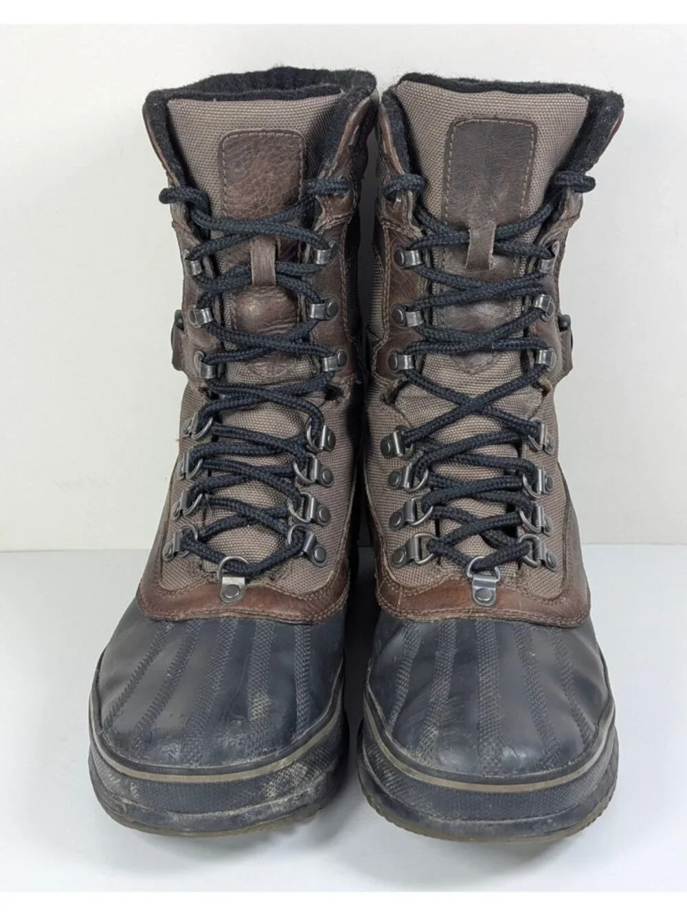 Sorel Waterproof Sheep Fur Lined Brown Leather Winter Boots Mens Size 9 Buckle